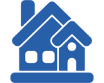 Minimalist blue house graphic